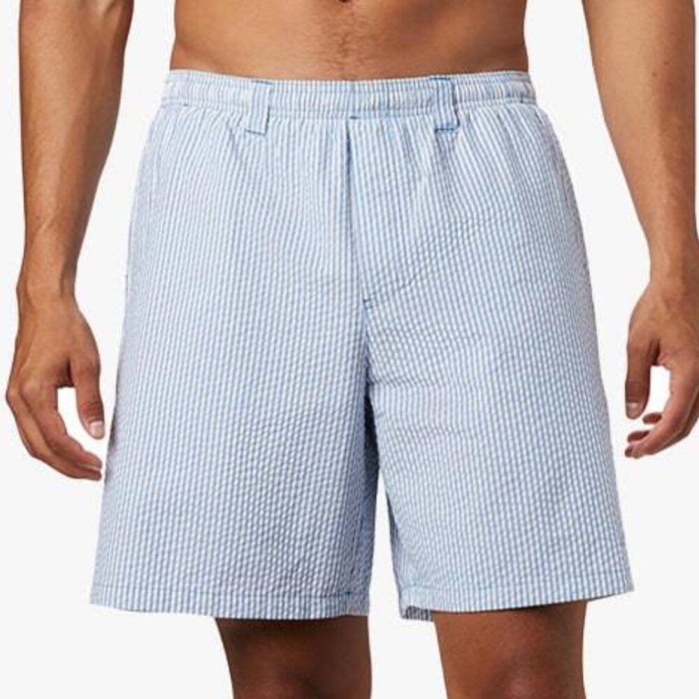 Columbia Super Backcast Water Blue and White Striped Shorts Size XL